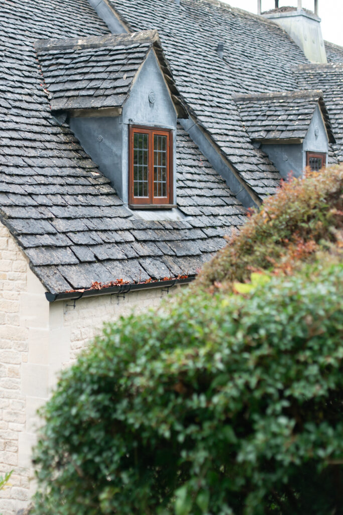 The top of a building in Castle Combe, England.