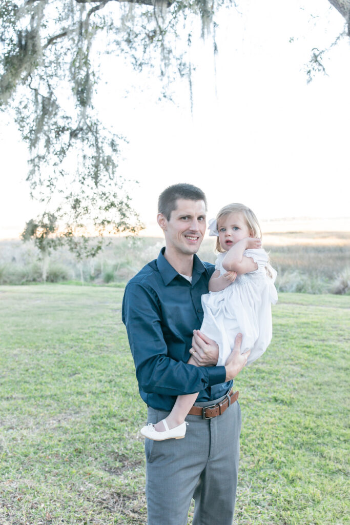 Dad and daughter during session with Tiffany Bradley Photography, Savannah photographer.