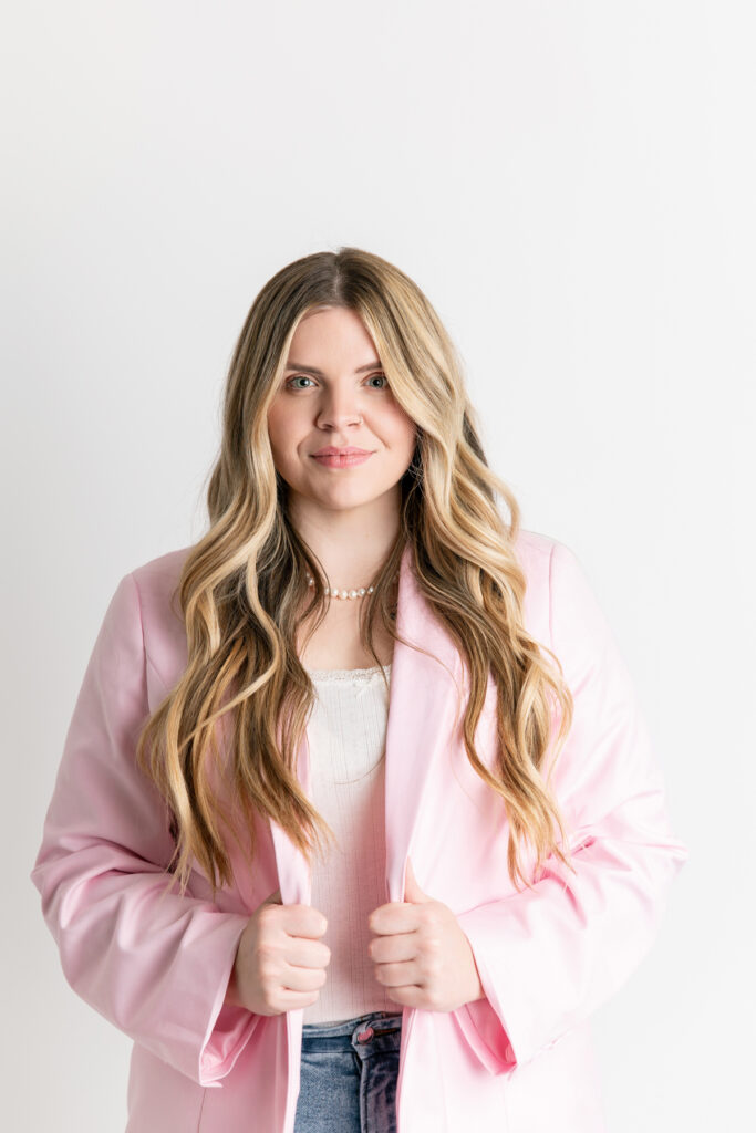 Owner of Savannah Smocks poses for her headshot Savannah Ga with Tiffany Bradley Photography